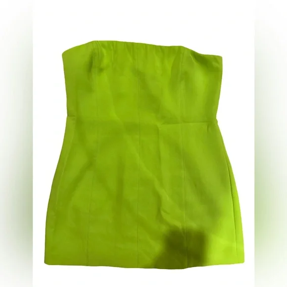 Meshki Maci Crepe Strapless Mini Dress - Lime Green - Picture 4 of 7